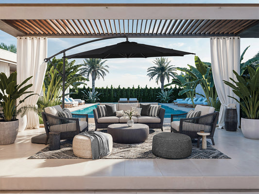 9.5ft Tilting Offset Patio Umbrella - Black - FINAL SALE ITEM