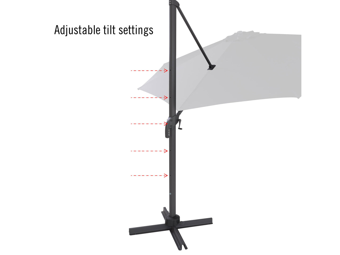 Black 11.5ft deluxe offset patio umbrella with sturdy aluminum frame, adjustable tilt, and UV-resistant canopy, providing ample shade for outdoor seating areas.
