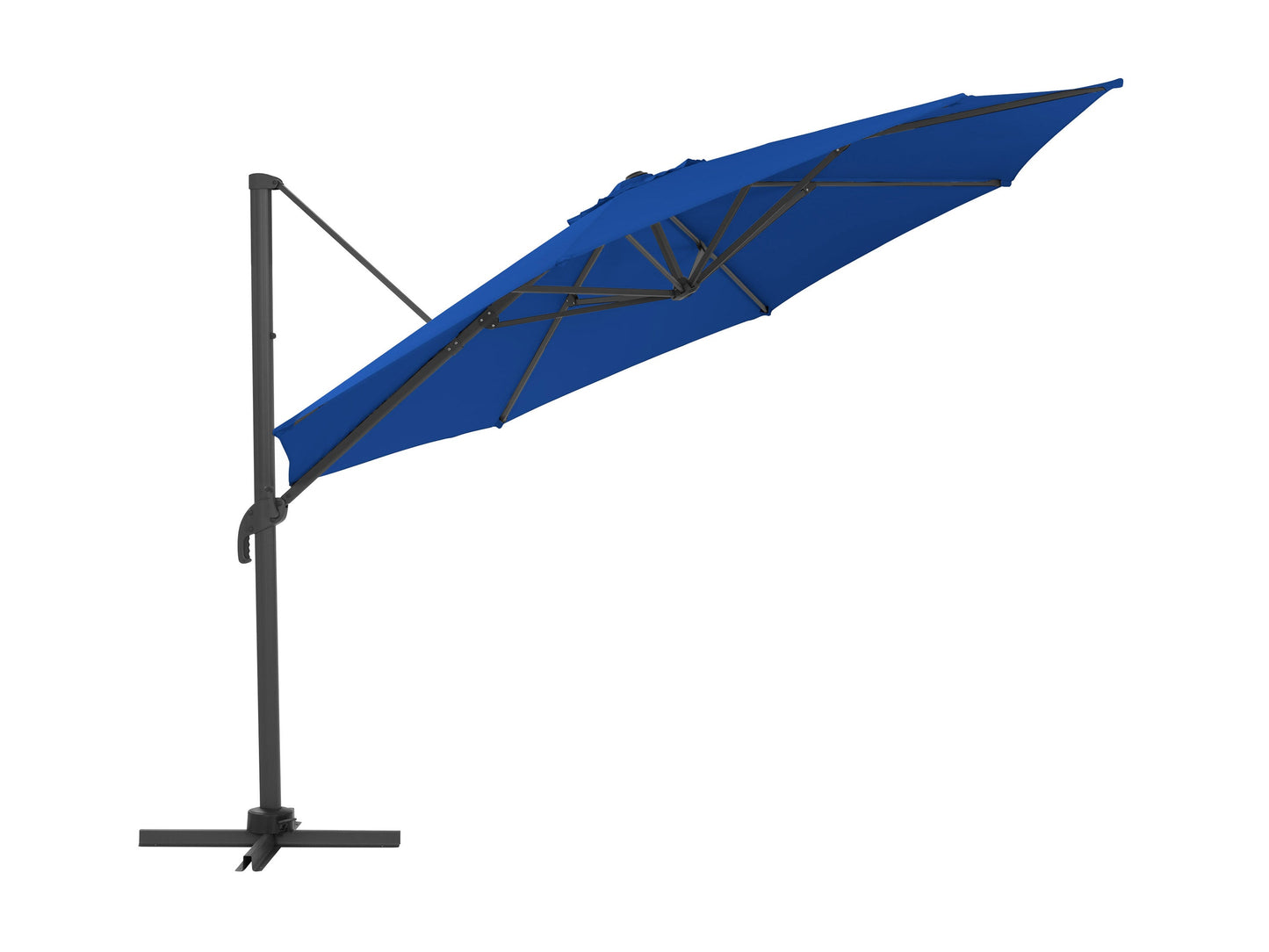 Alt Tag: Cobalt blue 11.5ft deluxe offset patio umbrella with sturdy metal frame, adjustable tilt, and UV-resistant fabric for outdoor shade.