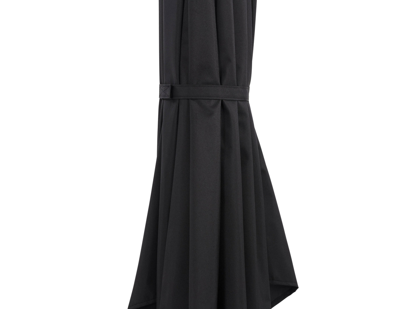 Black 8.5ft half umbrella with a durable metal frame, water-resistant polyester canopy, and crank handle for easy opening and closing, perfect for small patios and balconies.