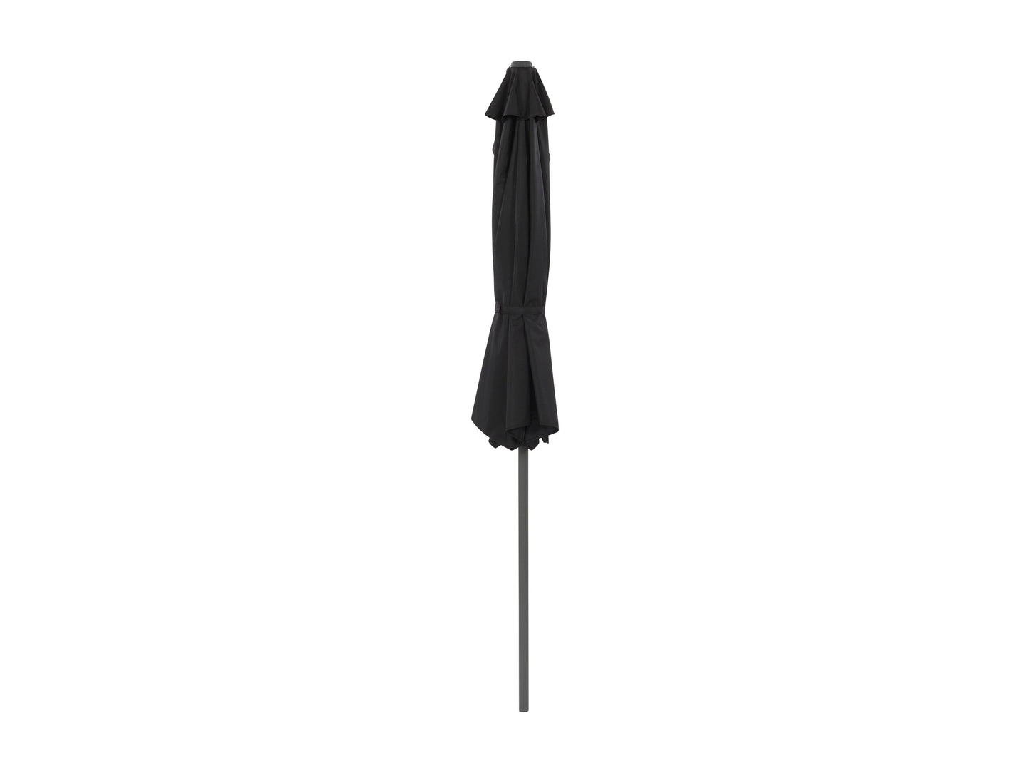Black 8.5ft half umbrella with a durable metal frame, water-resistant polyester canopy, and crank handle for easy opening and closing, perfect for small patios and balconies.