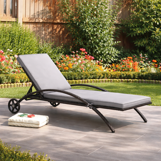 Black and Grey Outdoor Wicker Lounge Chair - FINAL SALE ITEM