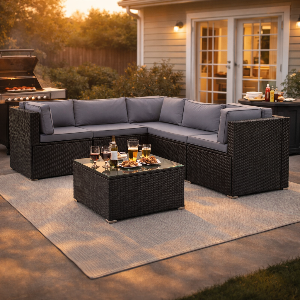 Patio Sectional Set, 6pc - FINAL SALE ITEM