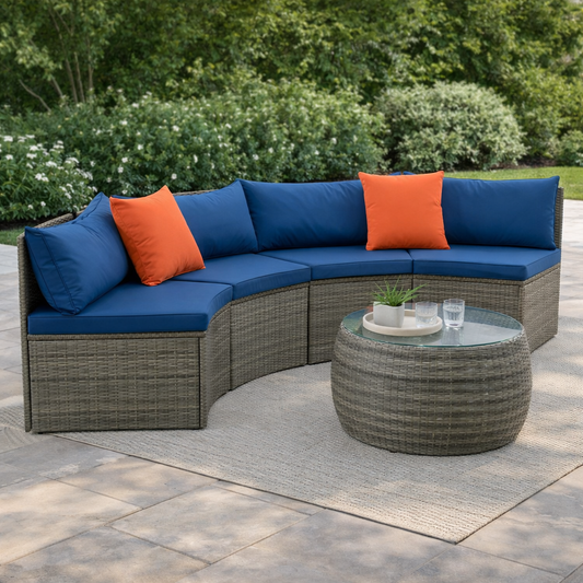 Curved Outdoor Sectional Set, 3pc - FINAL SALE ITEM