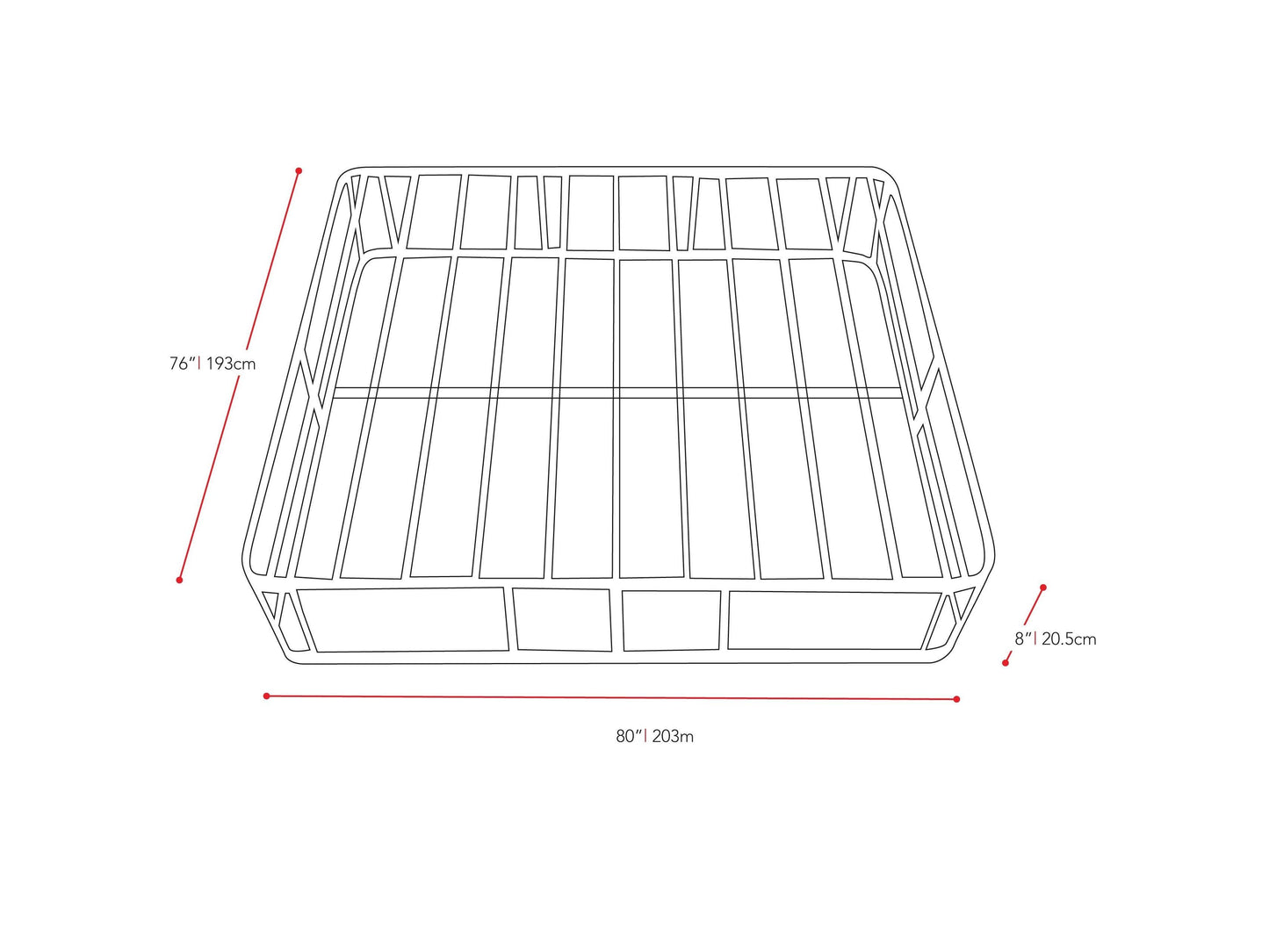 King Box Spring, Ready-to-Assemble measurements diagram by CorLiving