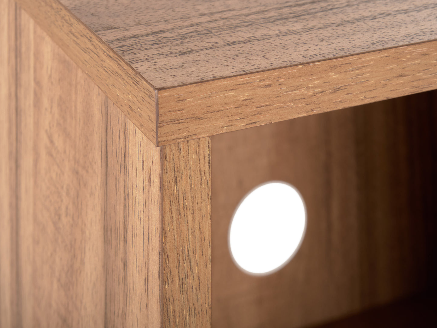 Brown Open Shelved Turntable Stand