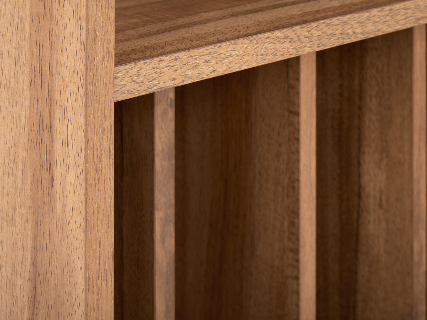 Brown Open Shelved Turntable Stand