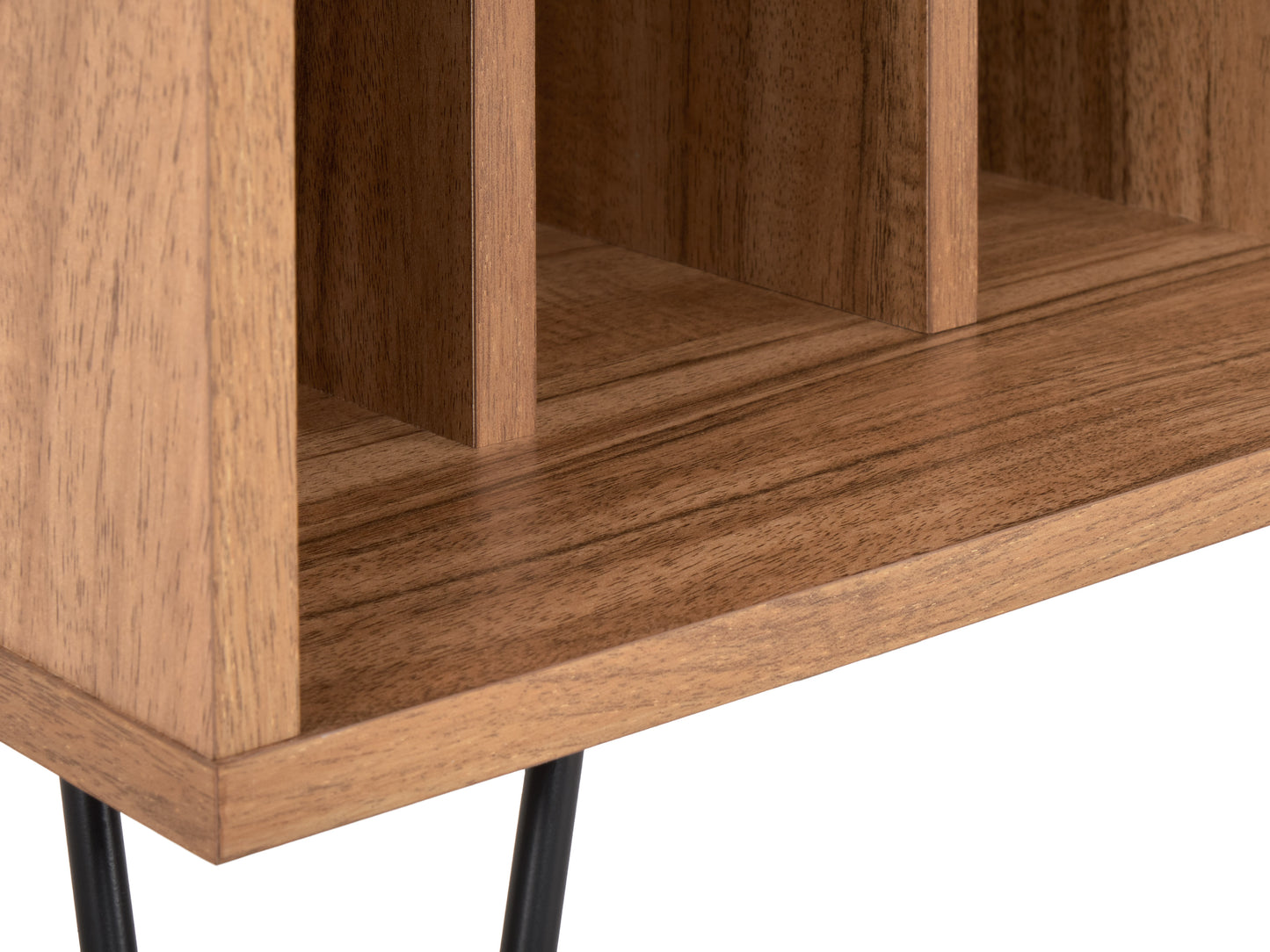 Brown Open Shelved Turntable Stand