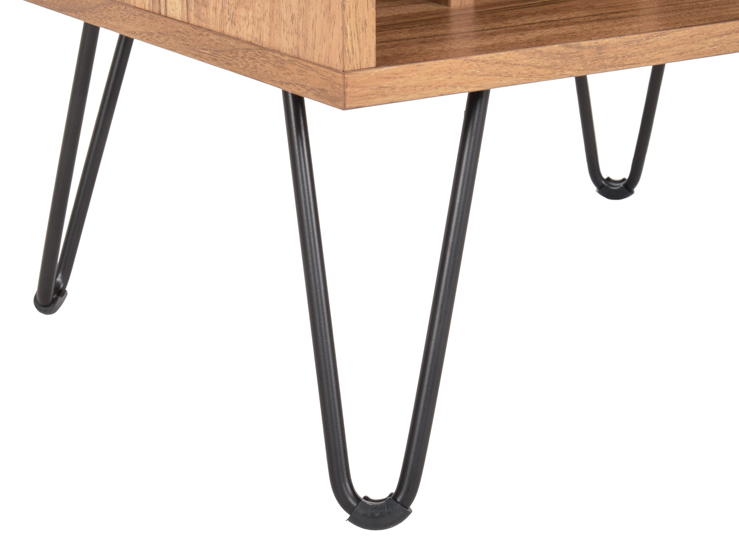 Brown Open Shelved Turntable Stand