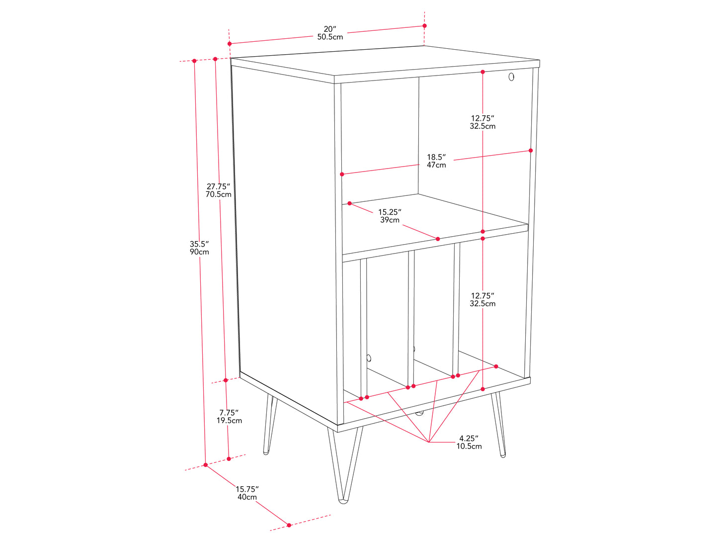 Brown Open Shelved Turntable Stand