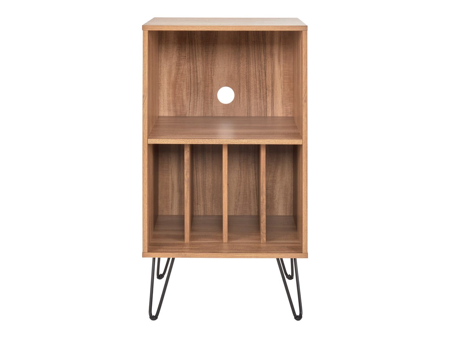 Brown Open Shelved Turntable Stand