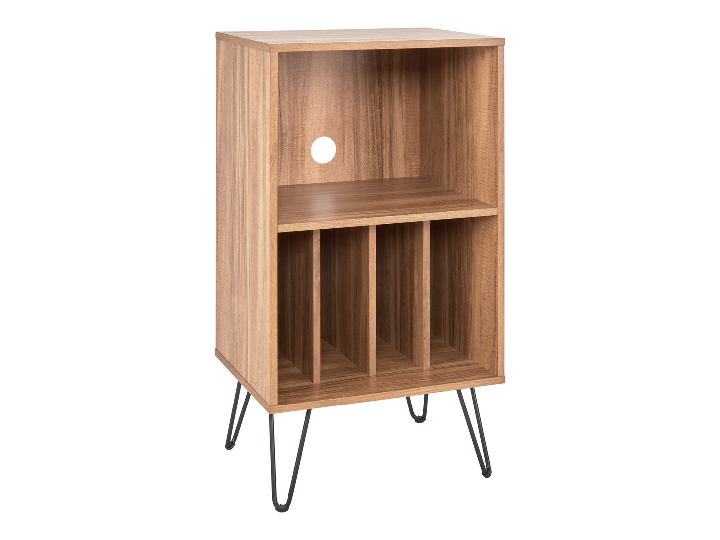 Brown Open Shelved Turntable Stand