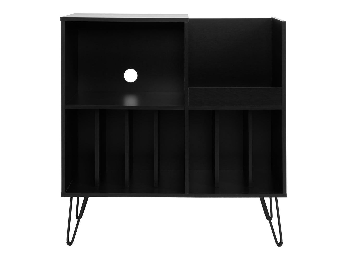 Black Large Open Shelved Turntable Stand