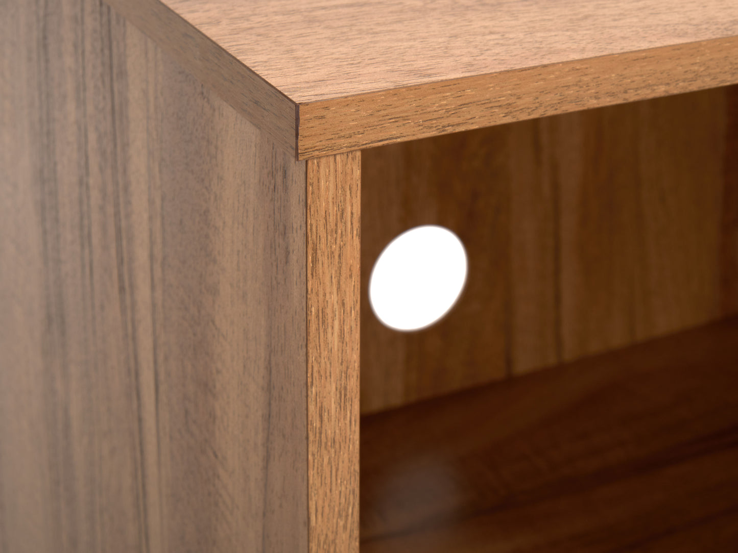 Brown Large Open Shelved Turntable Stand