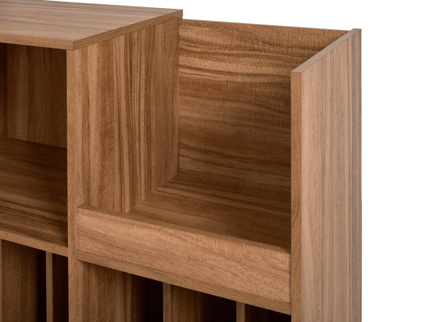 Brown Large Open Shelved Turntable Stand