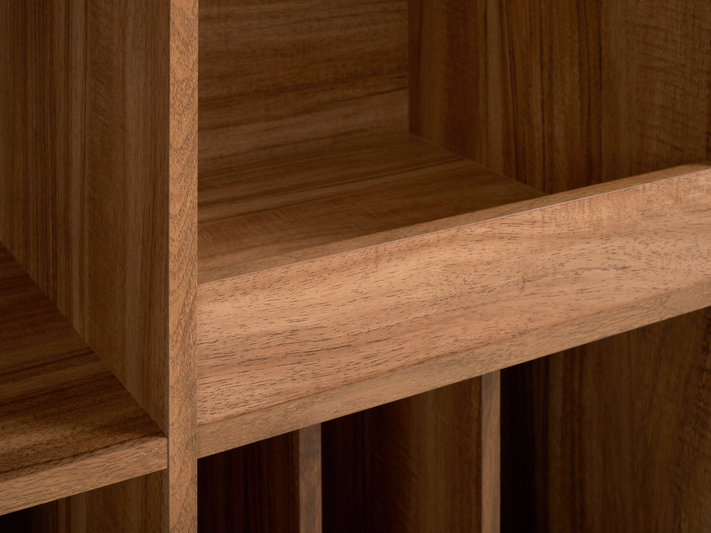 Brown Large Open Shelved Turntable Stand