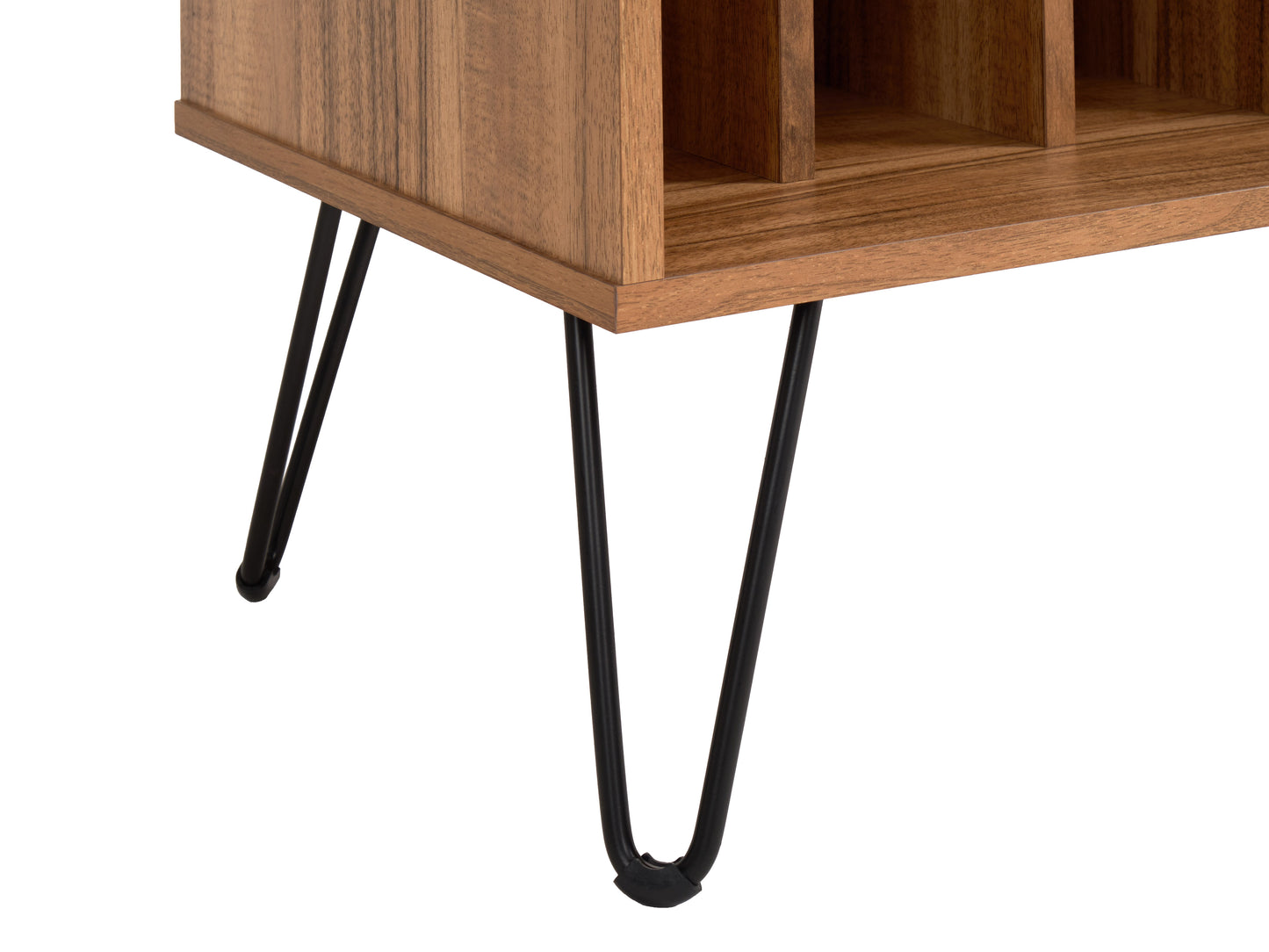 Brown Large Open Shelved Turntable Stand