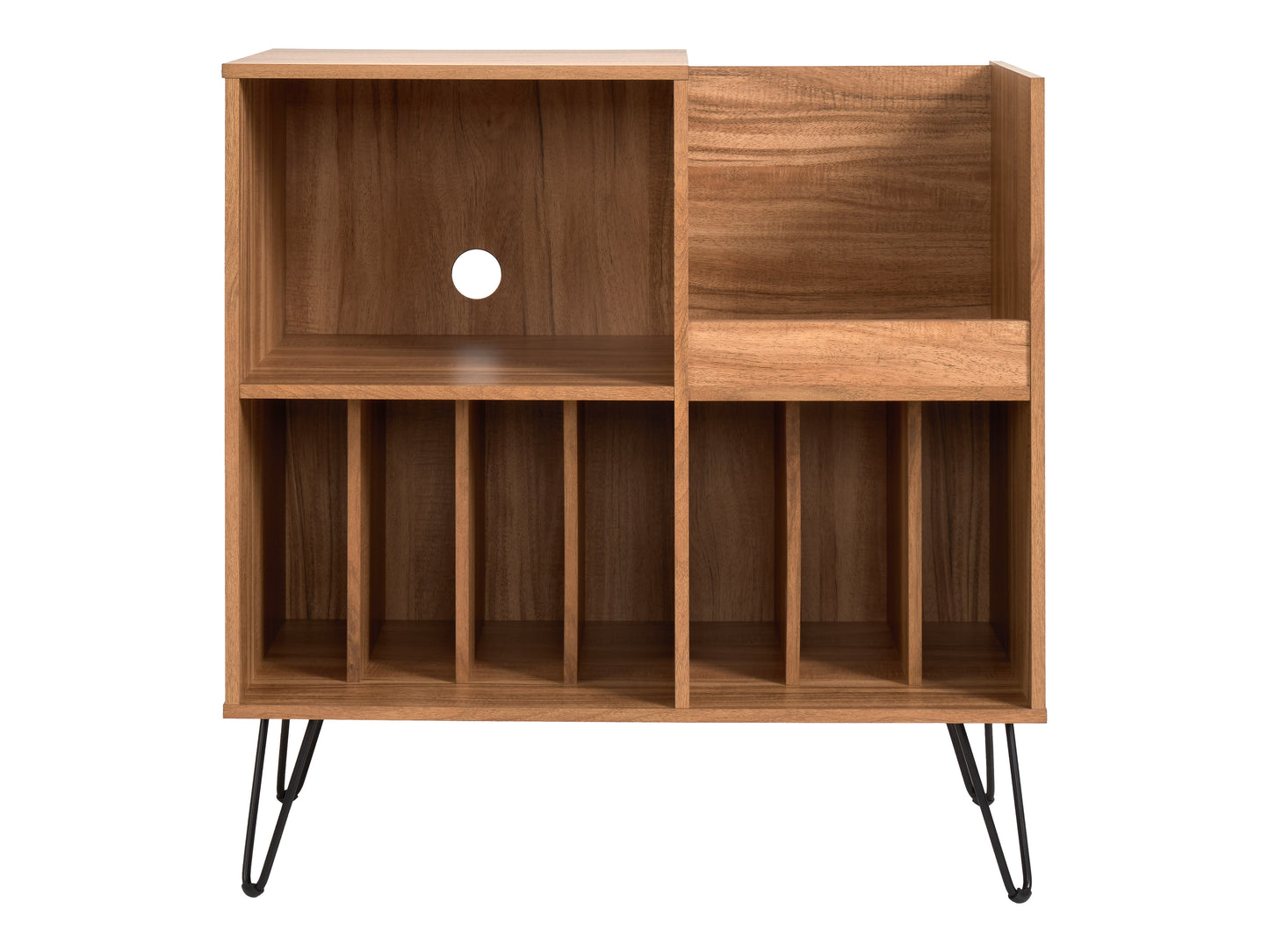 Brown Large Open Shelved Turntable Stand