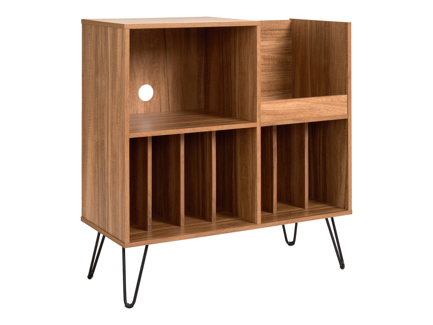 Brown Large Open Shelved Turntable Stand