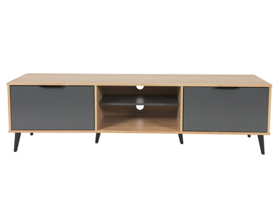 light wood and grey TV Bench - Open & Closed Storage, TVs up to 85" Cole Collection product image by CorLiving#color_cole-light-wood-and-grey
