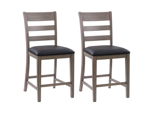 Counter height dining chairs set of 2 with white faux leather upholstery, black metal legs, and tufted backrest, perfect for modern kitchen or dining room decor.
