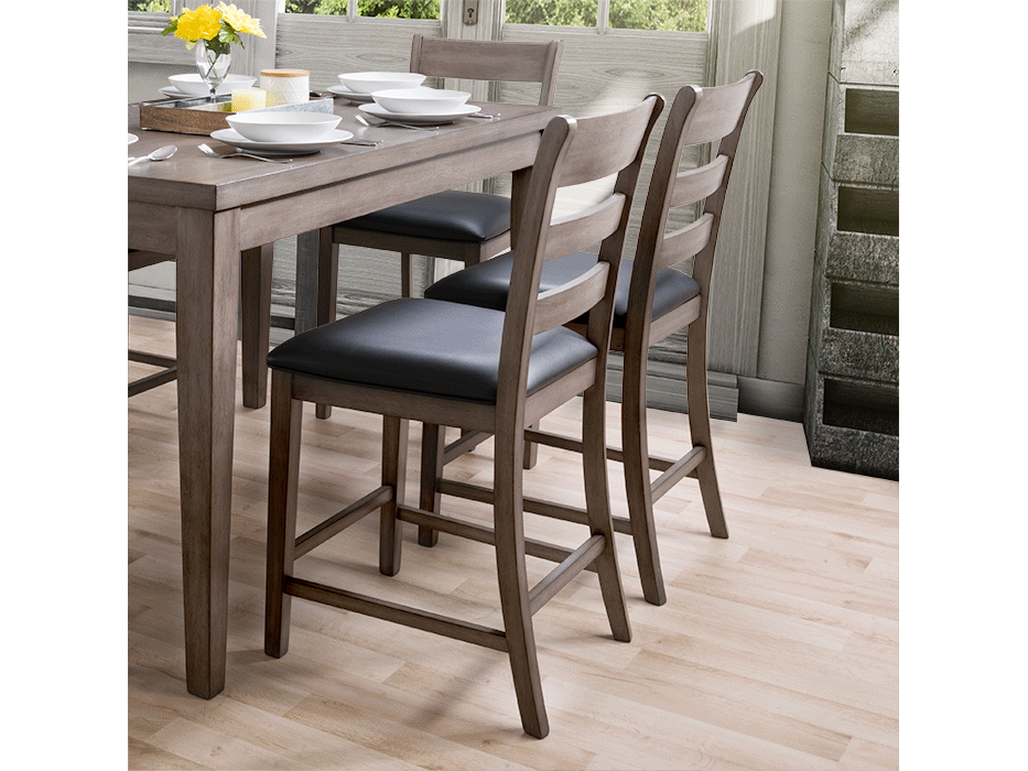 Modern counter height dining chairs set of 2, featuring sleek black metal frames, light wood seats, and backrests with a minimalist design, perfect for contemporary dining spaces.