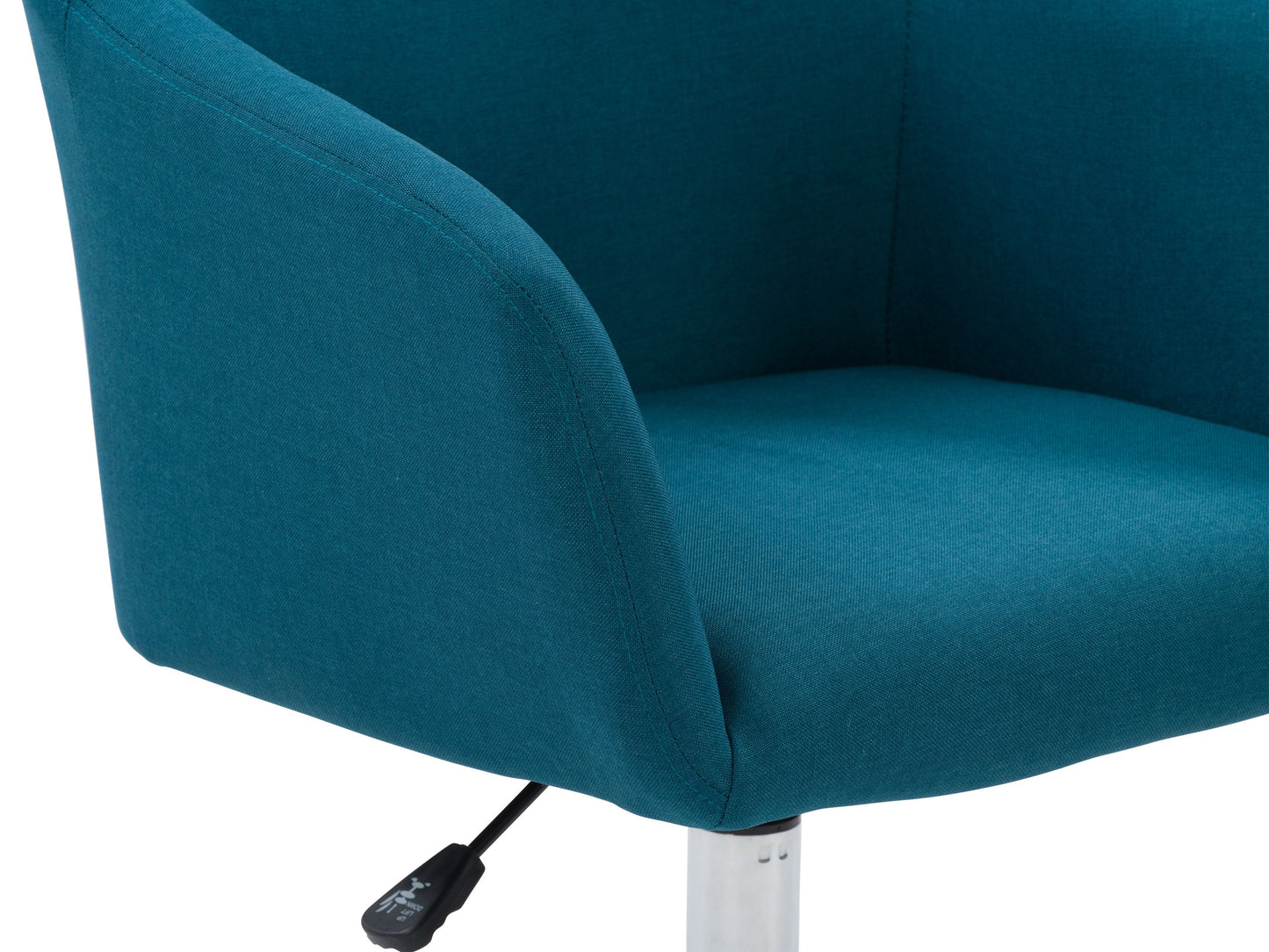 Dark blue office task chair with arms, featuring ergonomic design, breathable mesh back, adjustable height, and padded seat for comfort. Ideal for home or office use.