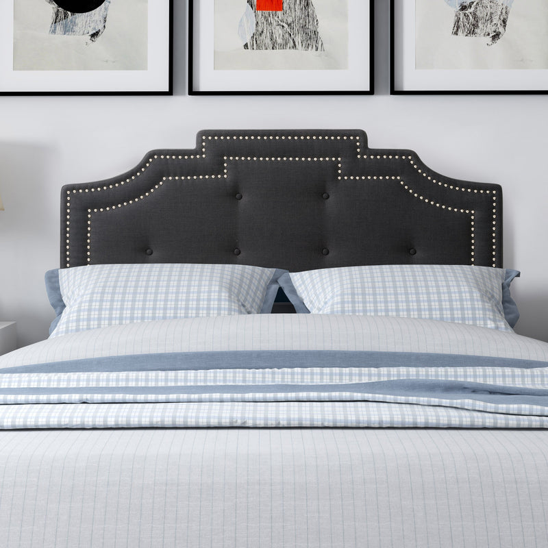 dark grey Padded Headboard, Queen Aspen Collection lifestyle scene by CorLiving
