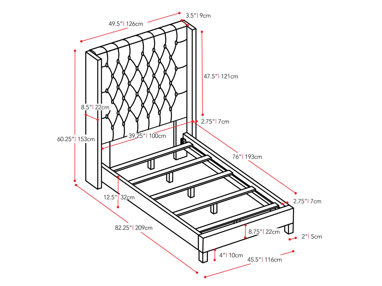 Gray tufted twin bed with button detailing, upholstered in soft fabric, featuring a sturdy wooden frame and elegant diamond stitching for a modern, sophisticated bedroom look.