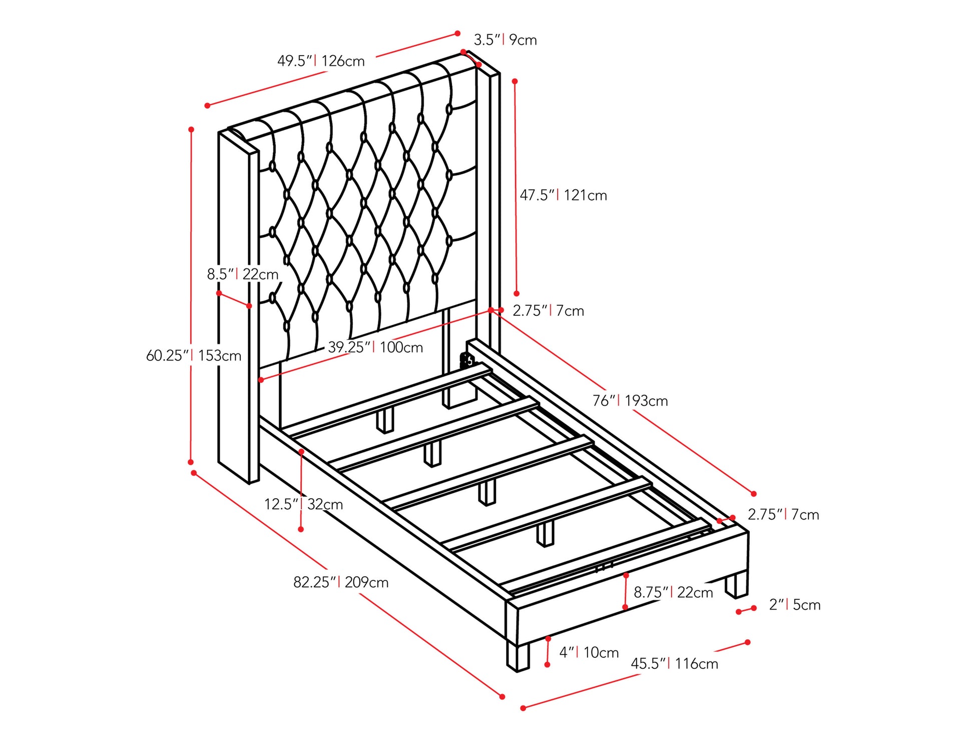Gray tufted twin bed with button detailing, upholstered in soft fabric, featuring a sturdy wooden frame and elegant diamond stitching for a modern, sophisticated bedroom look.
