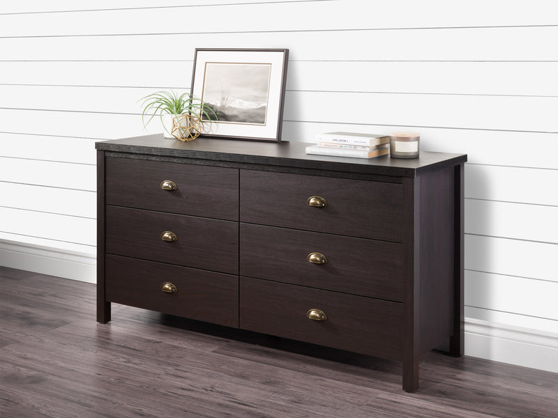 black 6 Drawer Dresser Boston Collection lifestyle scene by CorLiving