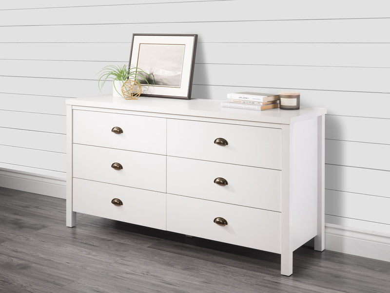 white 6 Drawer Dresser Boston Collection lifestyle scene by CorLiving