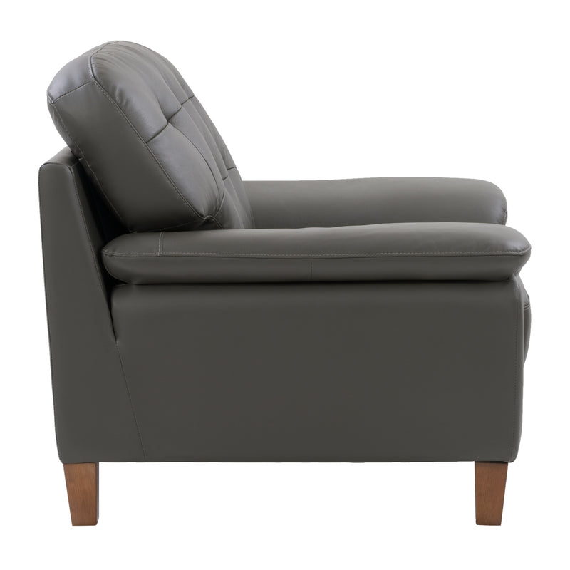 medium grey leather Leather Armchair Burnaby Collection product image by CorLiving