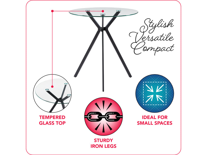 Glass Bistro Table Eliana Collection infographic by CorLiving