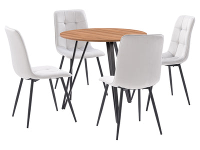 grey Round Dining Table Set, 5pc Ezra Collection product image by CorLiving#color_ezra-light-grey