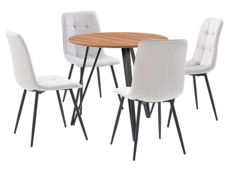 grey Round Dining Table Set, 5pc Ezra Collection product image by CorLiving