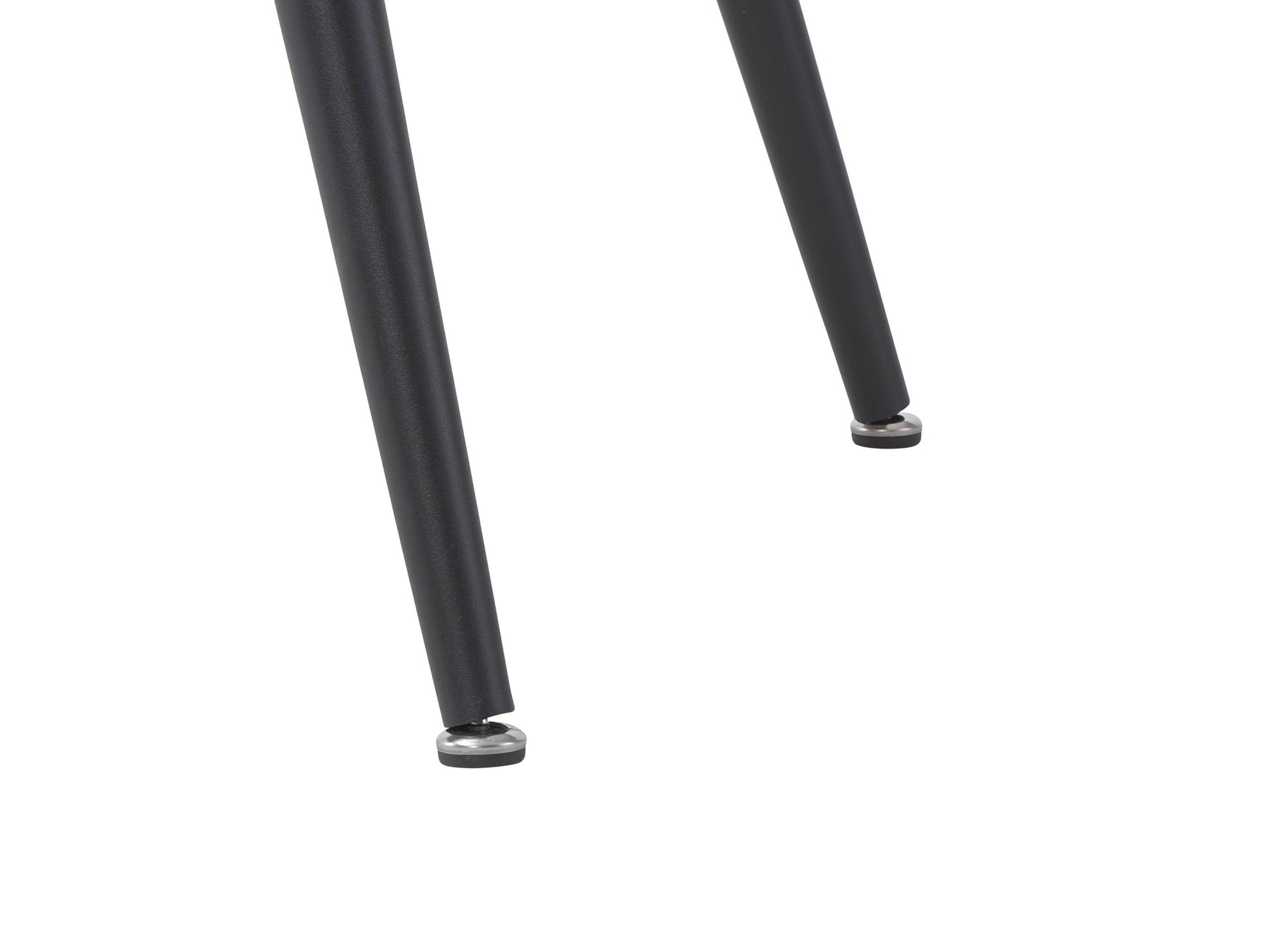 Mid-century modern dining table with walnut veneer, rectangular top, and angled legs, ideal for small spaces.