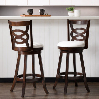 white Wood Bar Stools Bar Height Wren Collection lifestyle scene by CorLiving#color_white