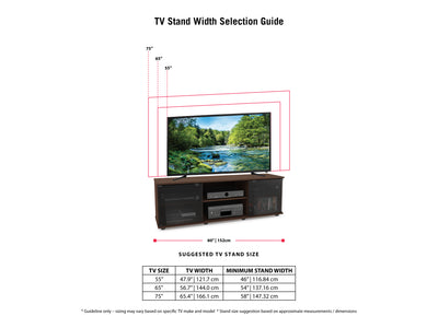 brown Wood TV Stand for TVs up to 75" Fiji Collection infographic by CorLiving#color_brown