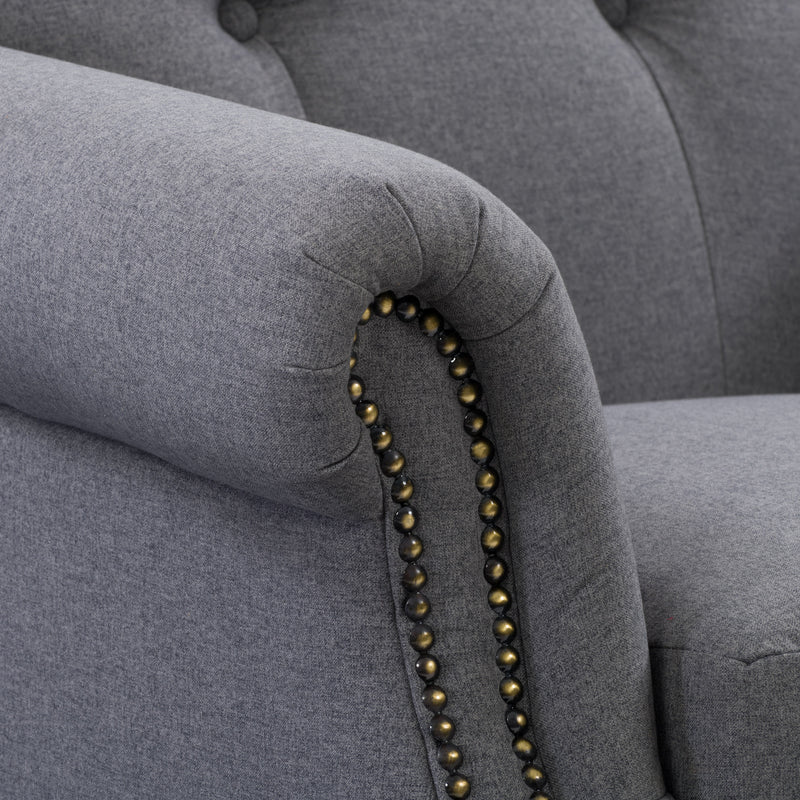 medium grey fabric Grey Armchair Hampton Collection detail image by CorLiving