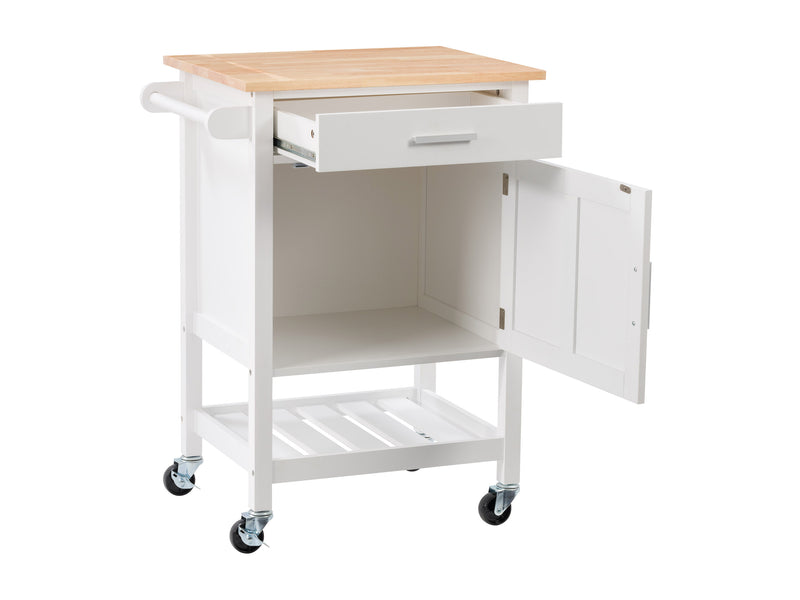 white Kitchen Cart on Wheels Callan Collection product image by CorLiving