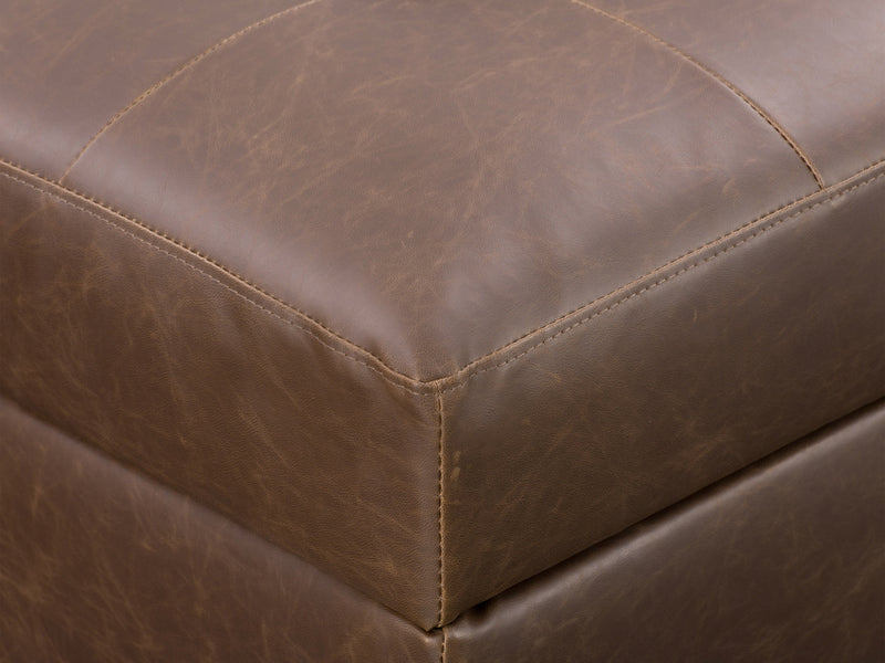 dark brown Tufted Ottoman with Storage Antonio Collection detail image by CorLiving