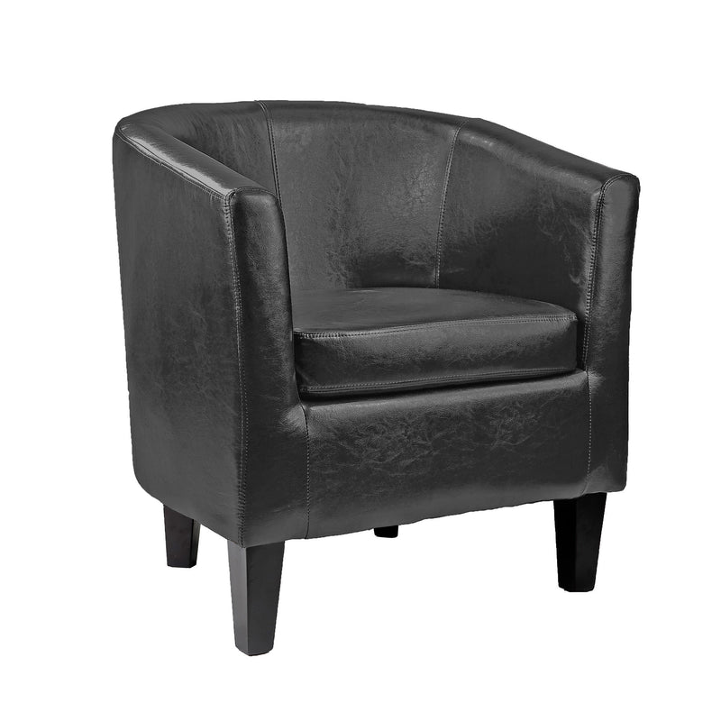 black Leather Barrel Chair Sasha Collection product image by CorLiving