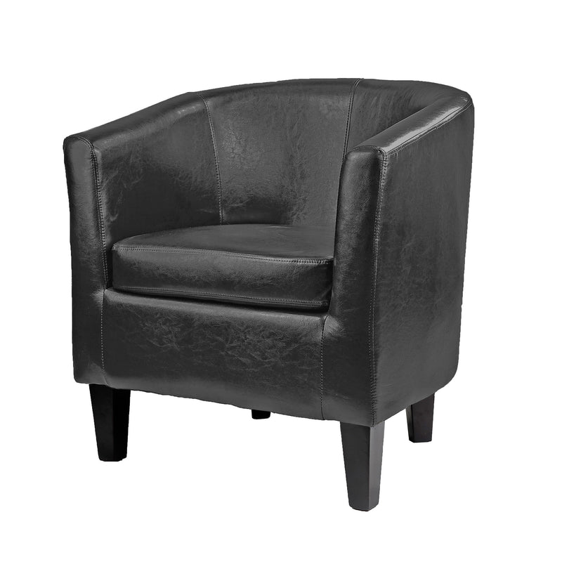 black Leather Barrel Chair Sasha Collection product image by CorLiving