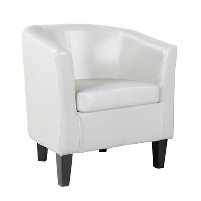 white Leather Barrel Chair Sasha Collection product image by CorLiving#color_white