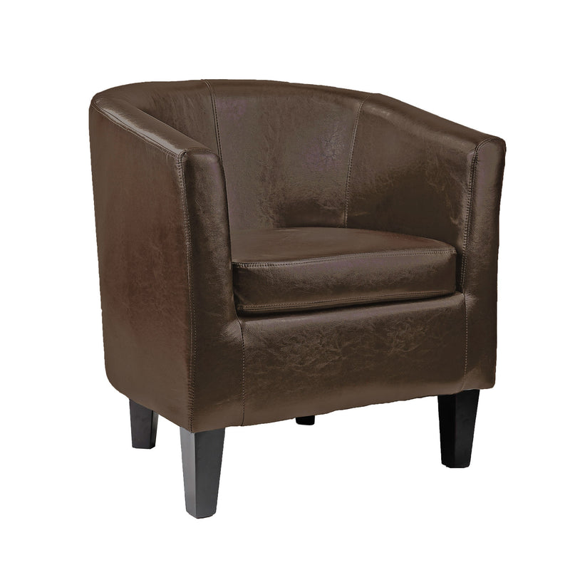dark brown Leather Barrel Chair Sasha Collection product image by CorLiving