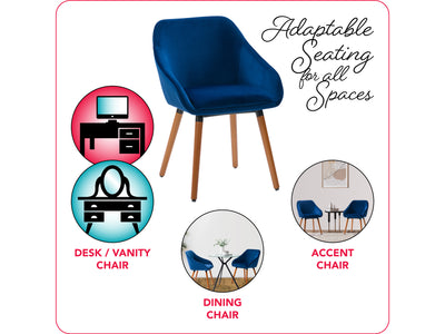 navy blue Velvet Dining Chairs, Set of 2 Alice Collection infographic by CorLiving#color_navy-blue