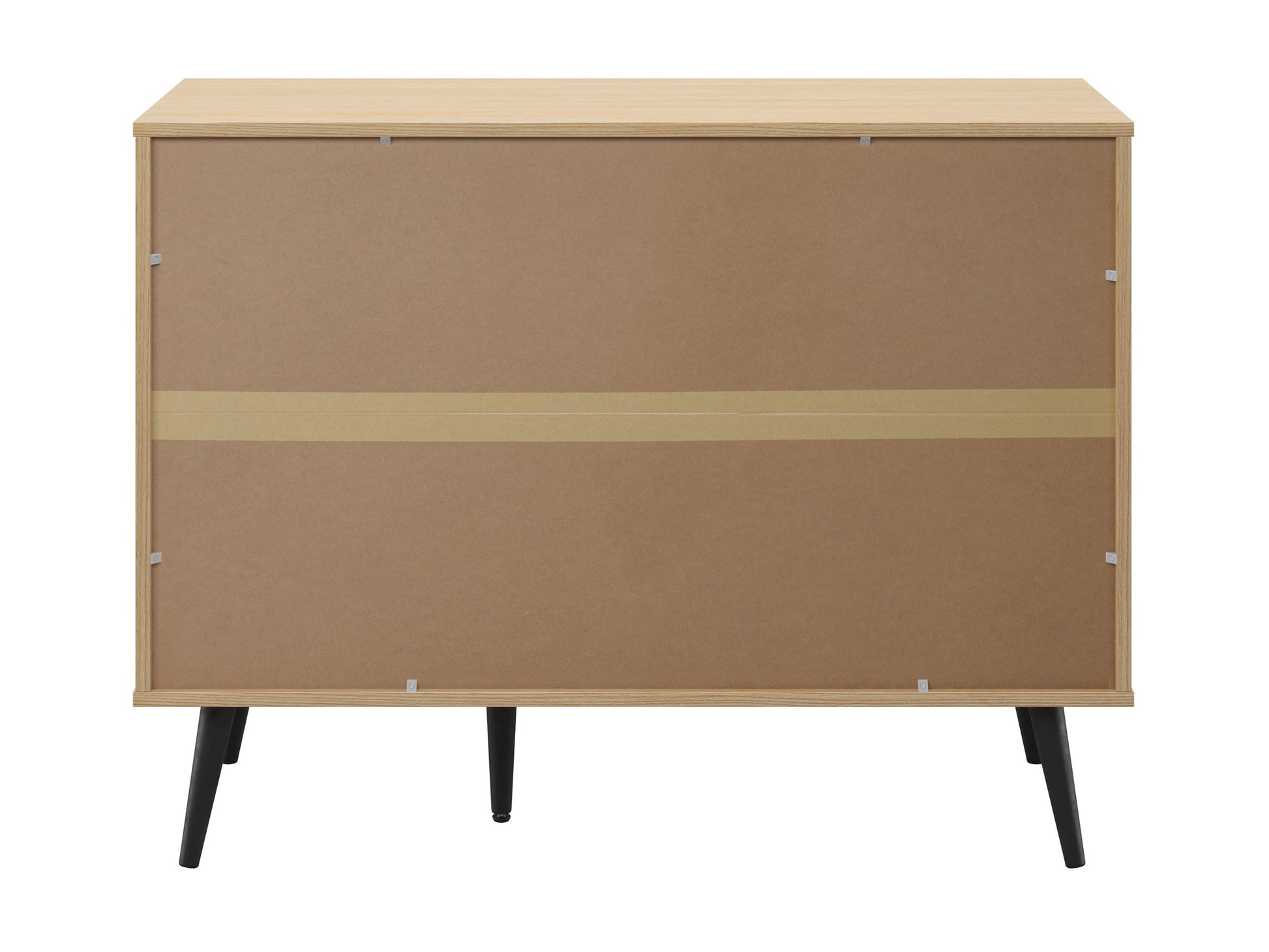 Modern sideboard buffet, light wood finish with white cabinet doors, sleek metal handles, and tapered legs. Ideal for contemporary dining rooms or living spaces, offering ample storage with a minimalist design.