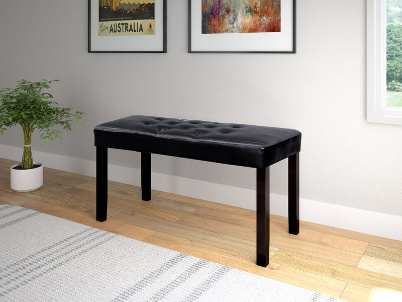 black Upholstered Bench Fresno Collection lifestyle scene by CorLiving
