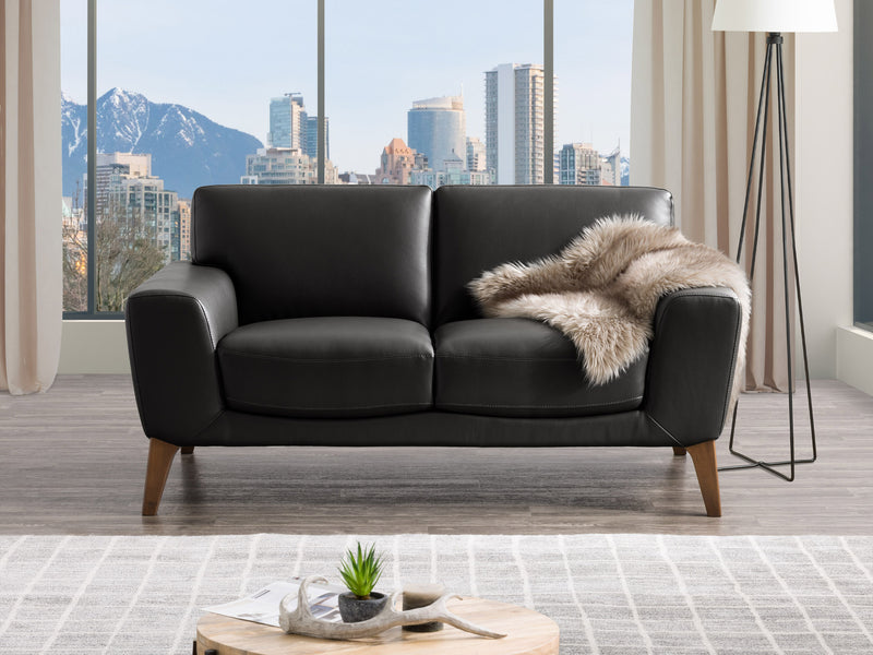 black Faux Leather Loveseat London Collection lifestyle scene by CorLiving